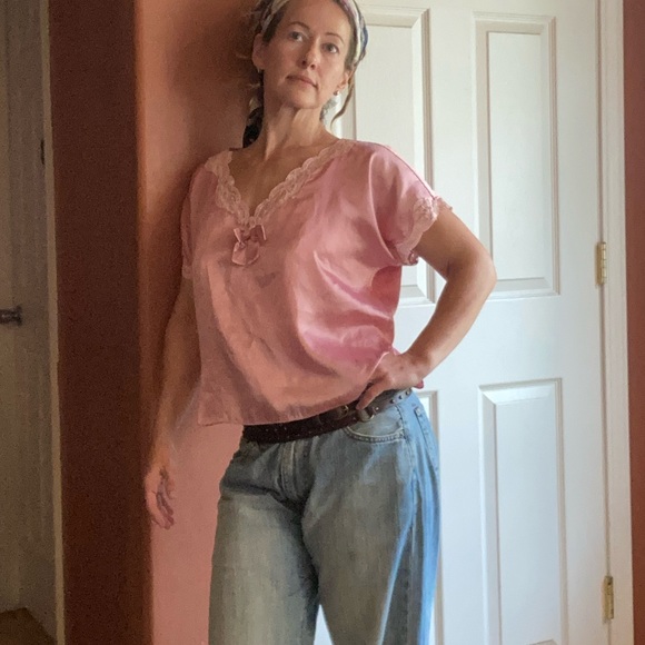 Vintage Victorias Secret Gold Label Top Bow Lace Embellished Sleepshirt 70s 80s - Picture 3 of 9